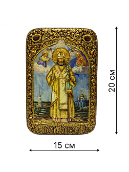 Настольная икона ''Святитель Тихон Задонский'' на мореном дубе