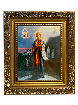 Икона Боголюбская Божия Матерь на холсте в киоте