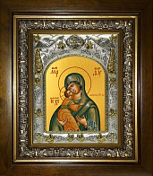 Икона Владимирская икона Божией Матери, в деревяном киоте