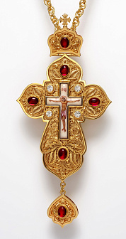 Крест наперсный филигрань №0015 двойной рант финифть / золочение