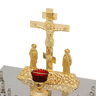 Крышка панихидного стола 44 свечи нержавеющая сталь частичное золочение