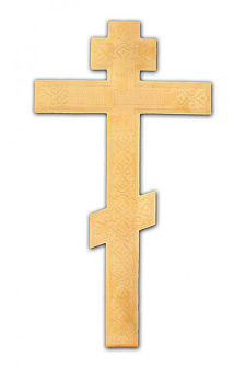 Крест напрестольный №3 лики, распятие, филигрань, эмаль, роспись, хим.гравировка / золочение