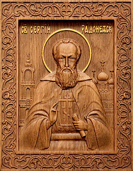 Икона резная Сергий Радонежский