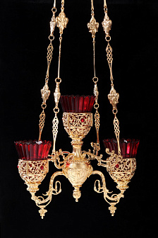 Трехлампадник литой золочение