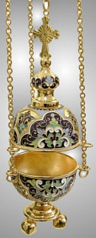 Кадило круглое филигрань, эмаль / золочение