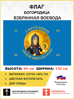 Флаг 259 Взбранной Воеводе Мати Божия спаси Святую Русь 90х135 материал сетка для улицы