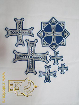 Набор крестов, иерейский, ЦАРЬГРАД синий с серебром 14 шт, арт. 22746