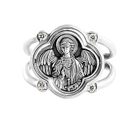 Кольцо двойное - наперстная молитва Ангелу Хранителю, серебро 925°, фианиты серебро 925 пробы, фианиты