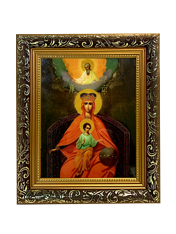 Икона Божией Матери Державная с золочением, узкая рамка 17,5х20,5х2 см