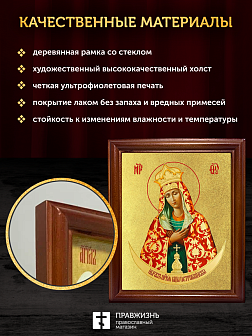 Икона Божией Матери Остробрамская с золочением, деревянная рамка со стеклом 15х18х2 см 1141