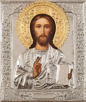 Икона живописная Спасителя 24х30, масло, риза №24А, золочение Икона живописная Спасителя 24х30, масло, риза №24А, золочение