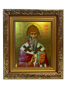 Именная икона Спиридон Тримифунтский золочение поталь 135