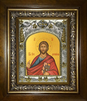 Икона Господь Вседержитель, в деревяном киоте