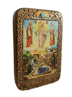 Настольная икона ''Преображение Господне'' на мореном дубе