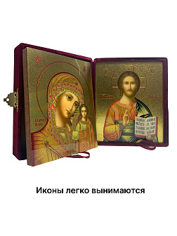 Каталог товаров pravzhizn Венчальные иконы Спаситель и Казанская с золочением УЛ 9х10,5 в бархатном складне Венчальные иконы Спаситель и Казанская с золочением УЛ 9х10,5 в бархатном складне