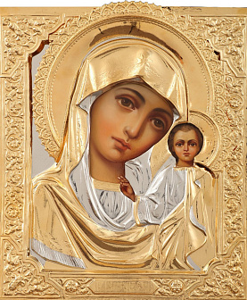 Икона живописная Божией Матери «Казанская» 24х30, масло, риза №30, золочение