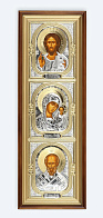 Икона в киоте 20х70 сложный, темпера, риза объёмная №1