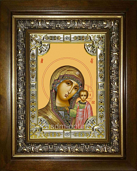 Икона освященная Казанская Божия Матерь в деревянном киоте