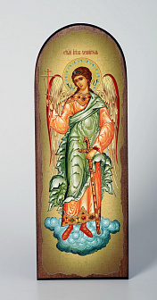 Икона на дереве 18х50 арочная, канвас, упаковка Ангел-Хранитель (ростовой)