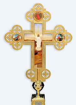 Крест-икона запрестольная гравировка золочение