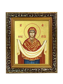Икона Божией Матери "Покров" с золочением поталью, 03П1-УЛ