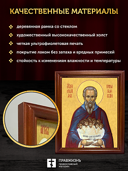 Икона Стилиан Пафлагонский преподобный, деревянная рамка со стеклом 15х18х2 см 1102