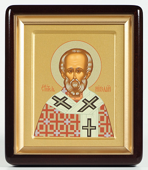 Икона в киоте 18х24 фигурный, темпера №3, ковчег Николай Чудотворец