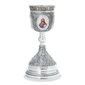 Потир 1.0л 4-финифти, чеканка с пророками / серебрение / мельхиоровый стакан