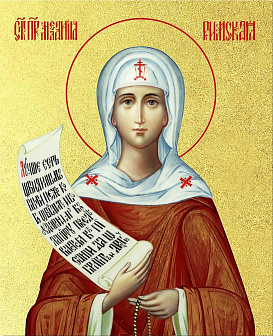 Икона Мелания Римляныня преподобная с золочением, деревянная рамка со стеклом 15х18х2 см 157