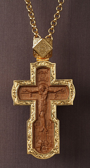 Крест наперсный деревянная вставка, золочение