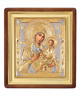 Икона Пресвятой Богородицы ТИХВИНСКАЯ (РУКОПИСНАЯ, РИЗА, КИОТ)