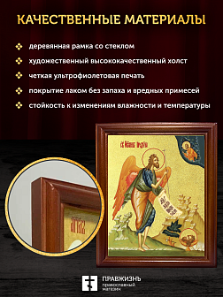 Икона Иоанн пророк Предтеча и Креститель Господень с золочением, деревянная рамка со стеклом 15х18х2