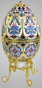 Яйцо пасхальное большое неоткрывающиеся на подставке №4 эмаль / золочение