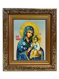 Икона Неувядаемый Цвет Божия Матерь на холсте в киоте 165