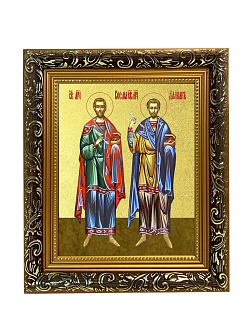 Икона "Косьма и Дамиан", свв. мчч., с золочением поталью, 09059-УЛ