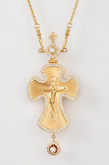 Крест наперсный № 120 малый /золочение/ литьевое распятие,гильяш Крест наперсный № 120 малый /золочение/ литьевое распятие,гильяш