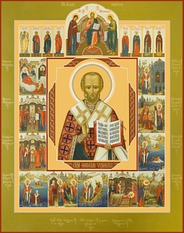 Николай чудотворец святитель с Житием, икона