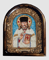 Икона свщмч. Александр Махетов бисерная в деревянной раме