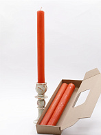 Свечи-столбики, 3шт в коробочке (35см, D35, 15ч), ОРАНЖЕВЫЕ