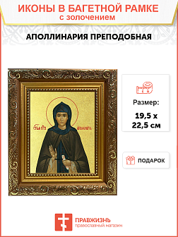 Икона "Аполлинария", св. прп., с золочением поталью, 10А7-УЛ