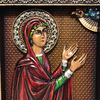 Икона Святая Анна Пророчица, резная из дерева