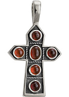 Крест «Пасхальный», серебро 925°, гранаты серебро 925 пробы, гранаты (кабошон)