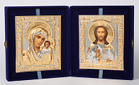 Складни живописные в футляре 18х24 темпера, ризы №241, №242 (бархат) Складни живописные в футляре 18х24 темпера, ризы №241, №242 (бархат)