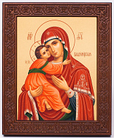 Икона на дереве 18х22 прокат, ковчег с резным обрамлением, упаковка Владимирская БМ 1