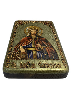 Икона ''Великомученица Екатерина'' ручной работы в футляре