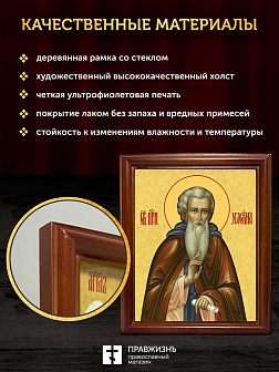 Икона Зосима Соловецкий преподобный, деревянная рамка со стеклом 15х18х2 см 1214