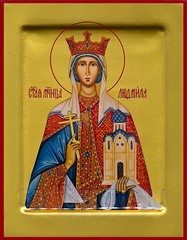 Икона ЛЮДМИЛА Чешская, Княгиня, Мученица (ЗОЛОЧЕНИЕ)