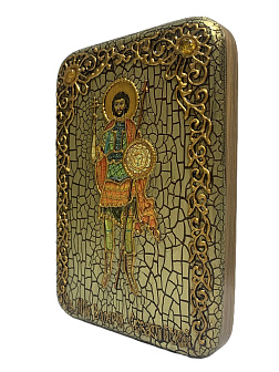 Настольная икона Святой мученик Валерий Севастийский на мореном дубе