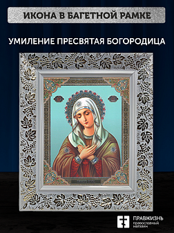 Икона Умиление Божия Матерь, бронзовая багетная рамка узкая с узором 15х18 см Икона Умиление Божия Матерь, бронзовая багетная рамка узкая с узором 15х18 см