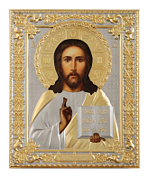 Икона живописная Спасителя 18х24, масло, риза №242, матовое золочение